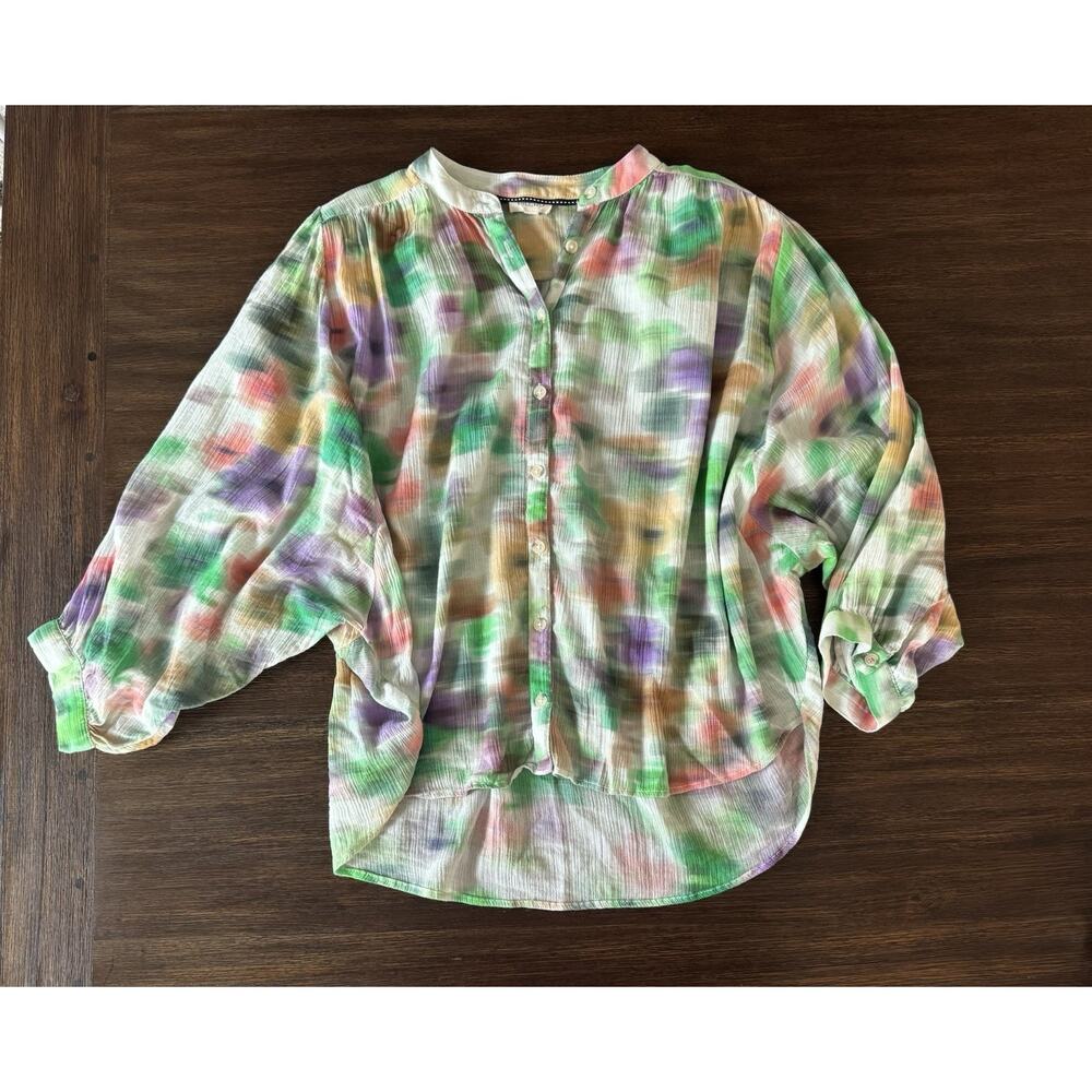 Anthropologie Pilcro Top Blouse Women’s XS Watercolor The Sidney Batwing - Picture 2 of 11
